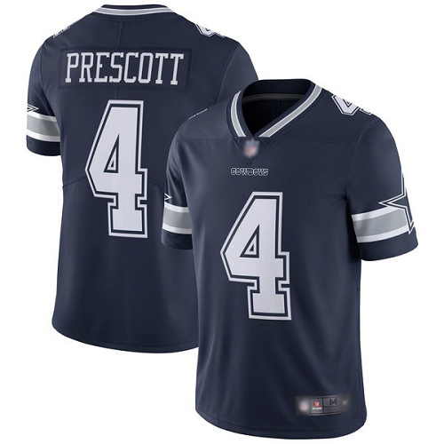 Men Dallas Cowboys Limited Navy Blue Dak Prescott Home #4 Vapor Untouchable NFL Jersey